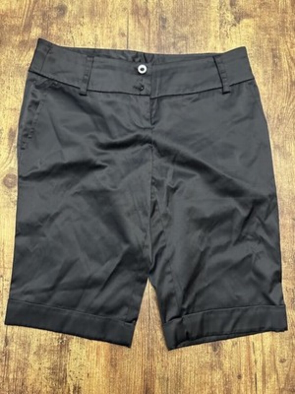 Vintage Guess Jeans Black Satin-Finish Bermuda Shorts